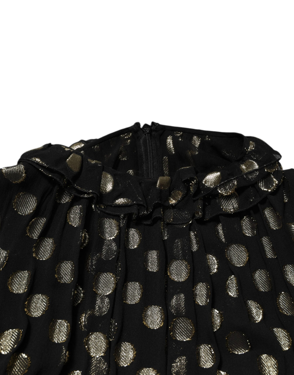 Dolce & Gabbana Dark Gray Gold Polka Dot Silk Brocade Mini Dress