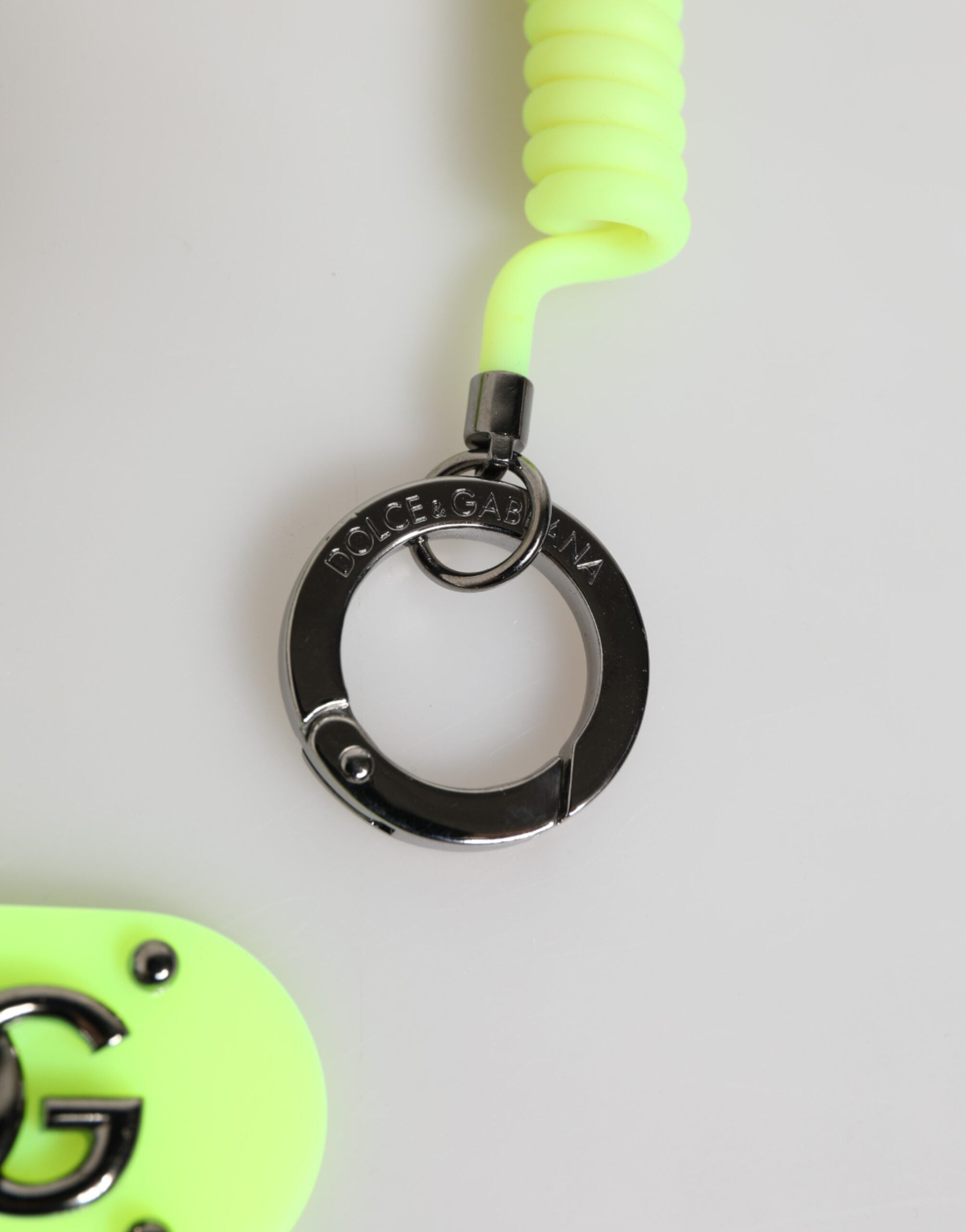 Dolce & Gabbana Green Springy Key Holder DG Logo Men's Keychain Keyring