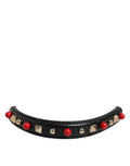 Dolce & Gabbana Black Embellished Leather Bag Handle Women Shoulder Strap