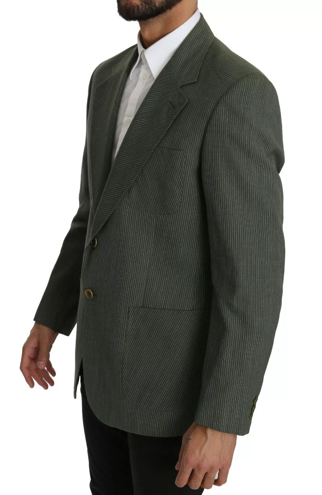 Romeo Gigli Green Linen Blazer One Piece Single Breasted Jacket