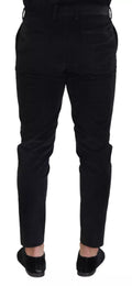 Dolce & Gabbana Black Stretch Cotton Slim Trousers Chino Pants