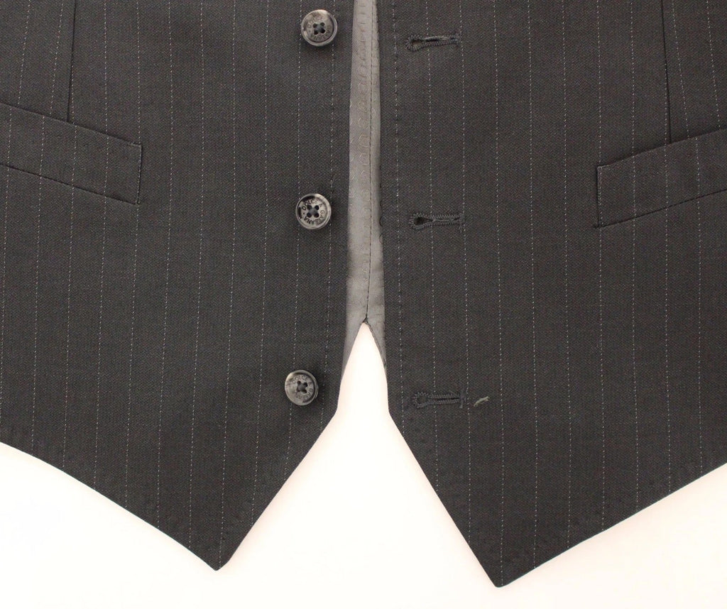 Dolce & Gabbana Gray Striped Formal Dress Gilet Vest