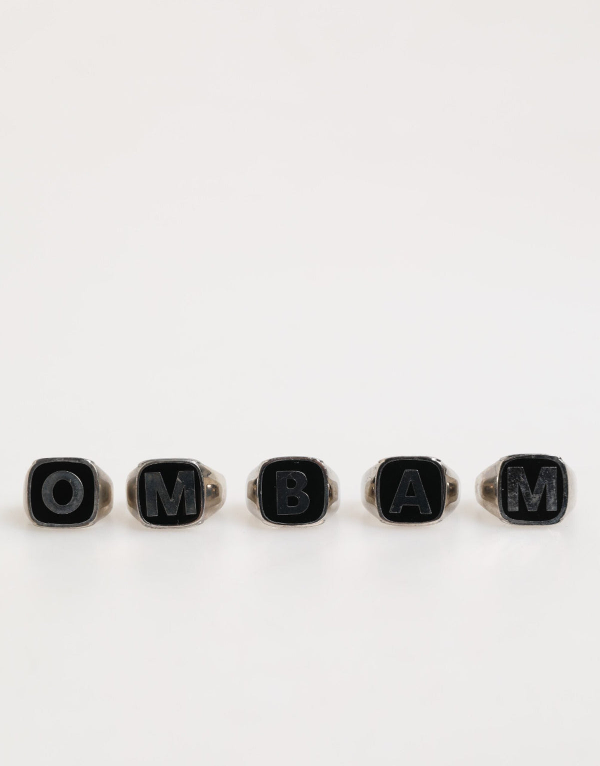 Dolce & Gabbana Silver Tone Brass Lettering Set 5 Pieces Adjustable Ring