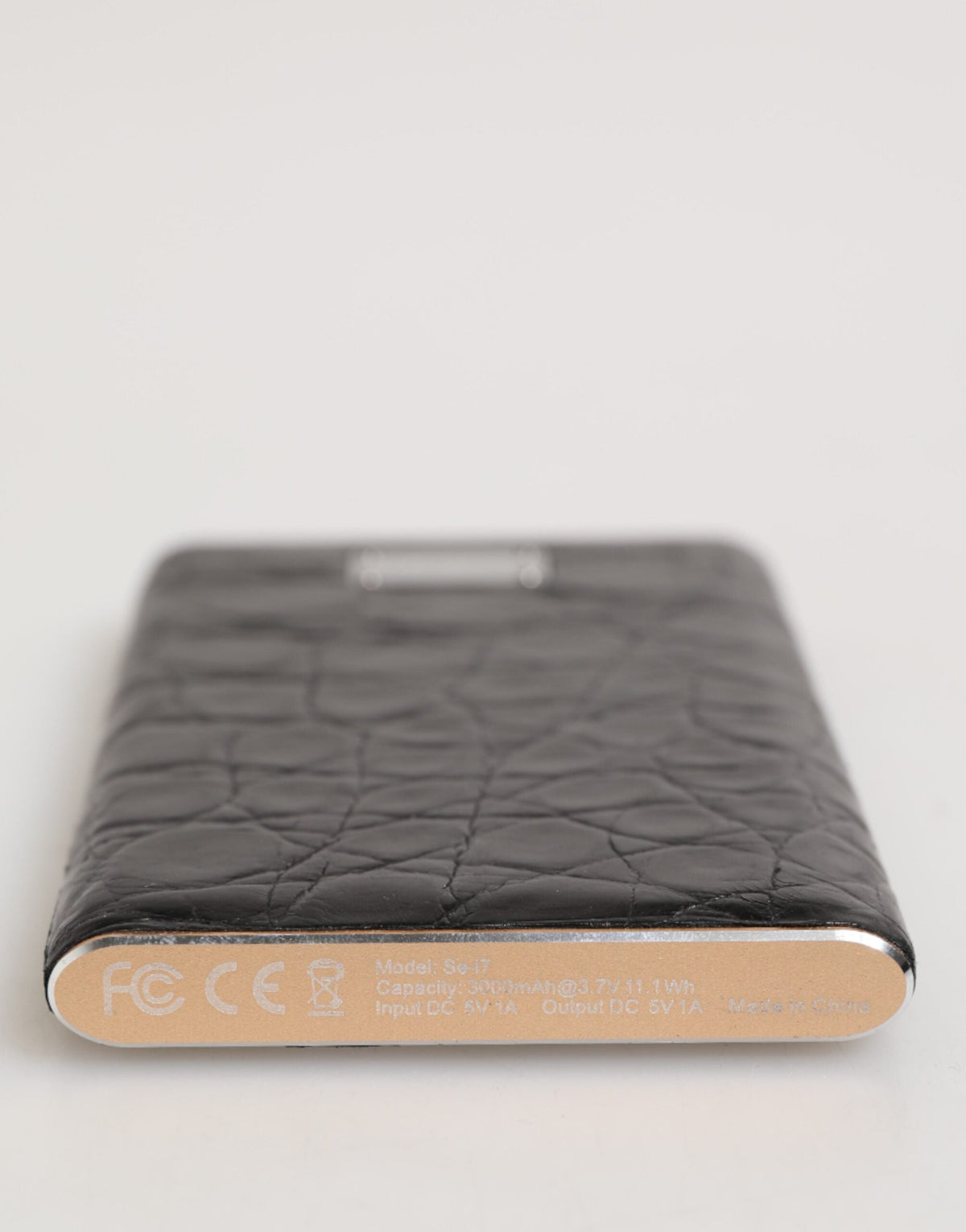 Dolce & Gabbana Black Leather Embossed Exotic 3000mAh  Power Bank Charger USB