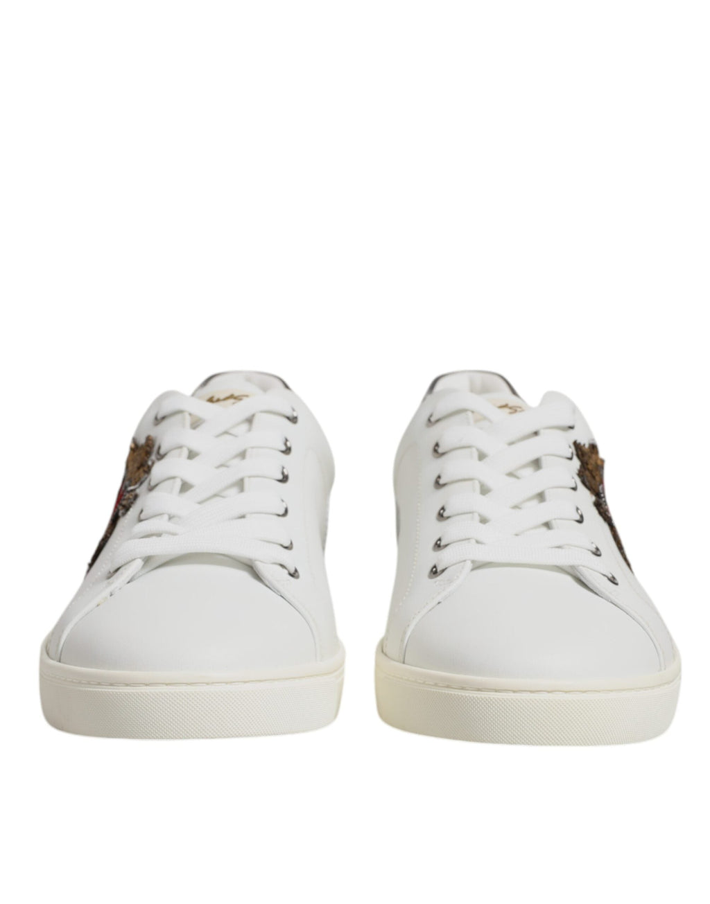 Dolce & Gabbana White Silver Sacred Heart Men Sneakers Shoes