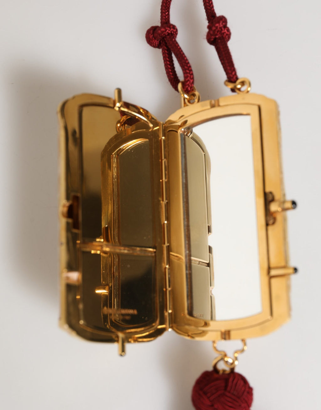 Dolce & Gabbana White Resin Gold Metal Crossbody Mini Purse Tassel Bag