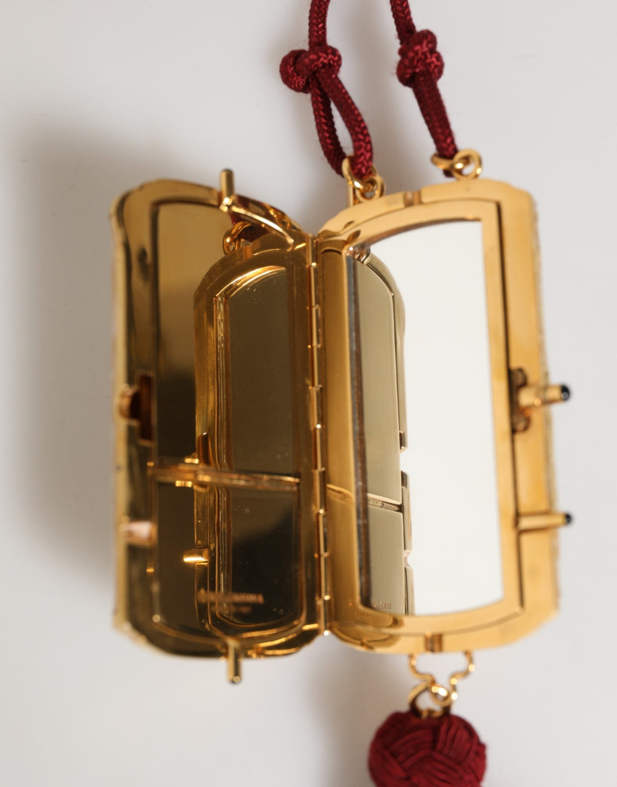 Dolce & Gabbana White Resin Gold Metal Crossbody Mini Purse Tassel Bag