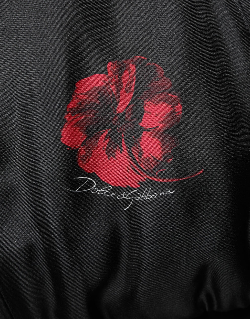 Dolce & Gabbana Black Red Floral Silk Bomber Blouson Jacket