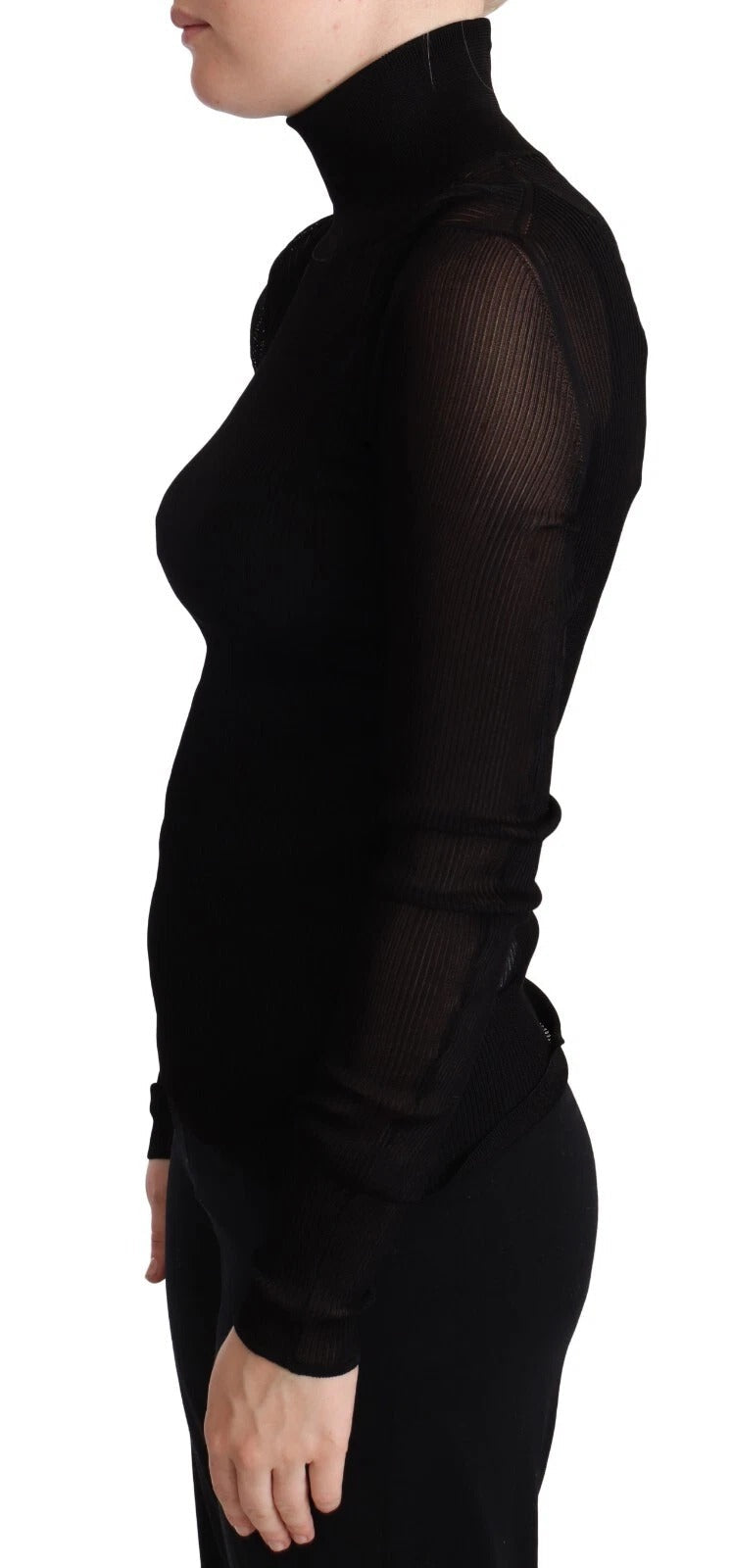 Dolce & Gabbana Black Turtleneck Form Fitting Pullover Sweater