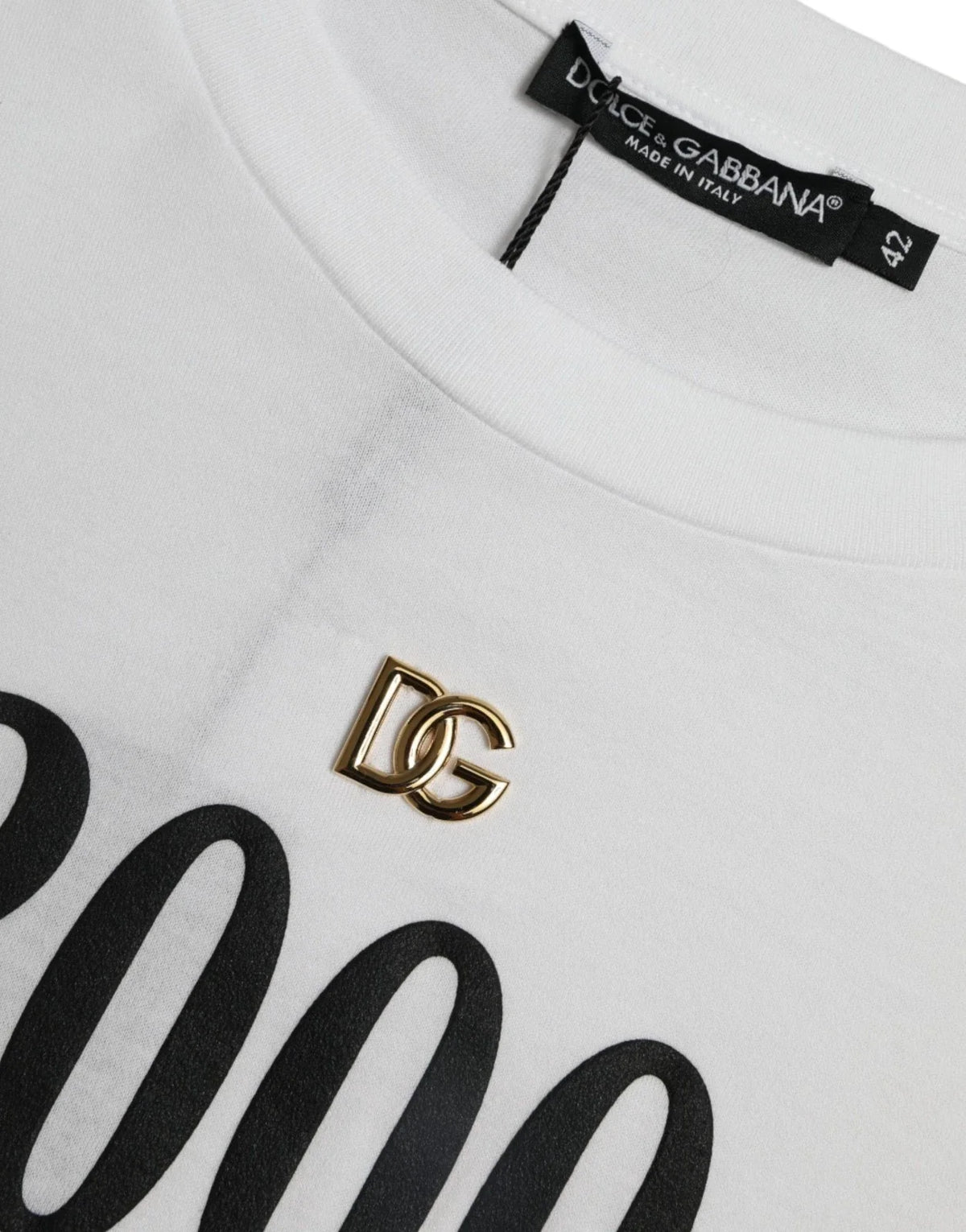 Dolce & Gabbana White Cotton 2000 Fashion Print Logo T-shirt