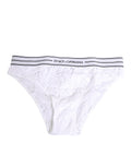Dolce & Gabbana White Lace Slip Brief Logo Waistband Underwear