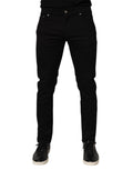 Dolce & Gabbana Black Cotton Blend Skinny Men Trouser Pants