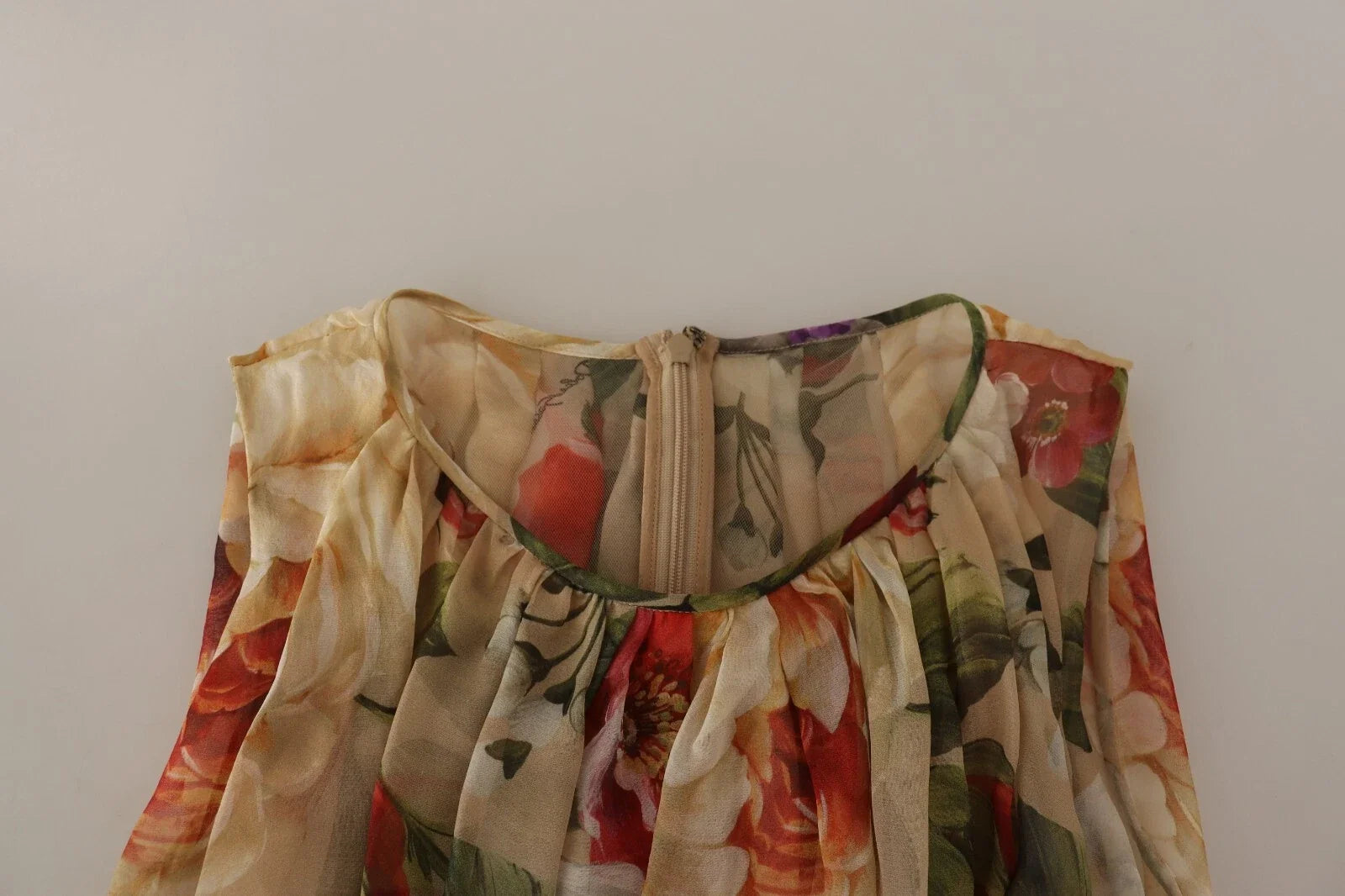 Dolce & Gabbana Beige Floral Sleeveless A-line Mini Dress