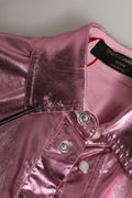 Dolce & Gabbana Pink Cotton Stretch Collared Cropped Jacket