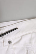 Dolce & Gabbana White Cotton Tattered BOYFRIEND Denim Jeans