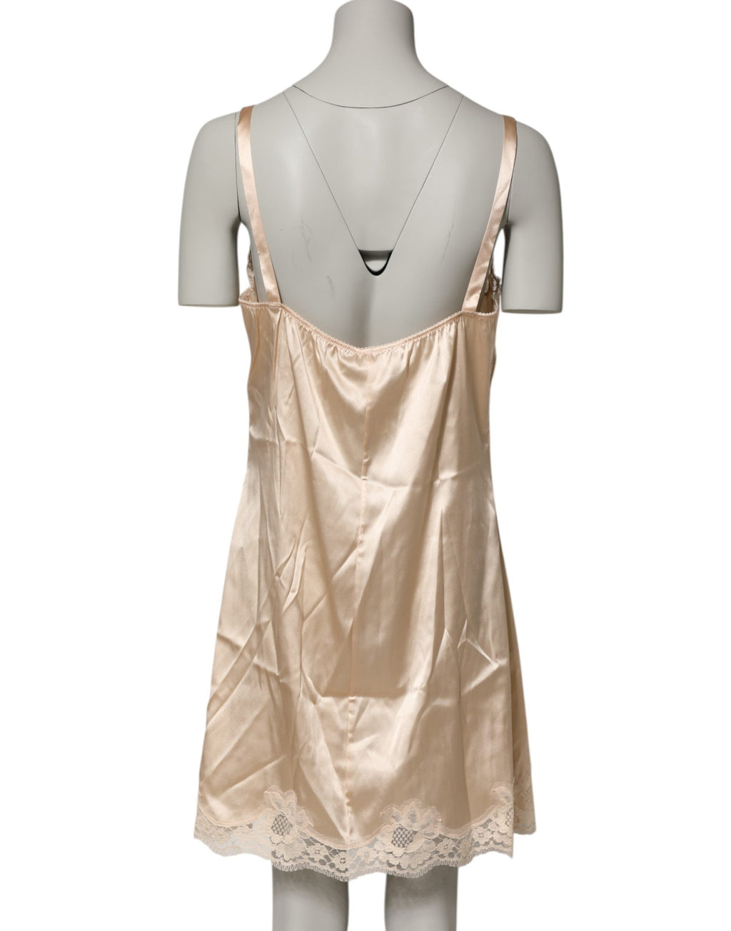 Dolce & Gabbana Nude Chemise Lingerie Silk Blend Lace Trim Dress
