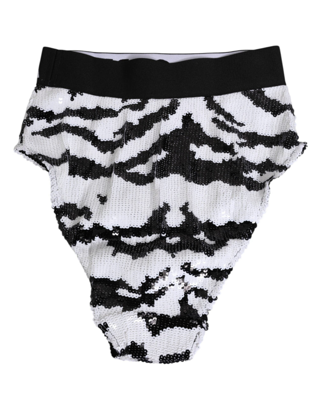 Dolce & Gabbana Black White Sequin High Waist Panty Underwear
