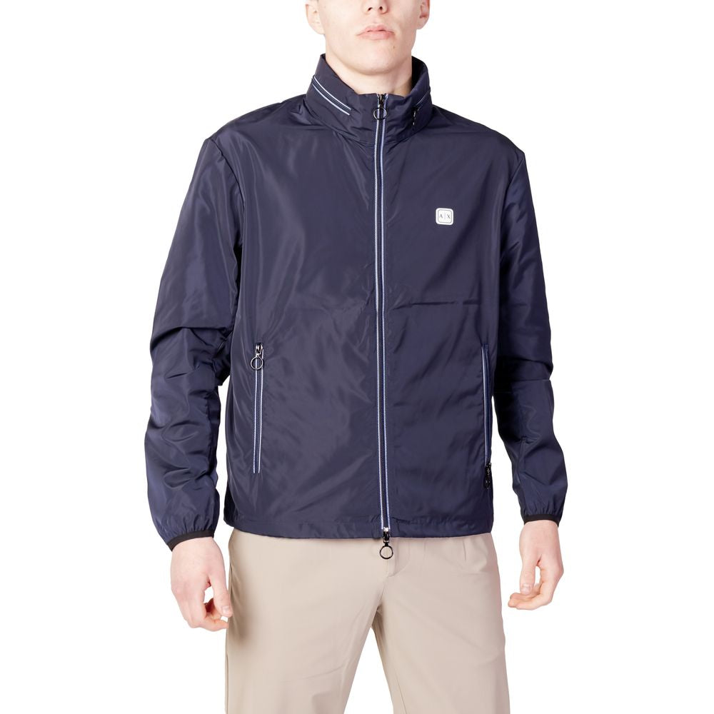 Armani Exchange Blue Polyester Shell Jacket