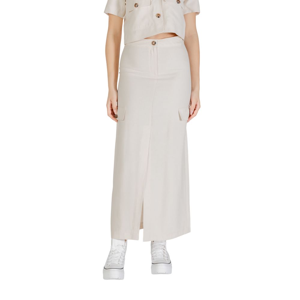 Jacqueline De Yong Beige Viscose Long Skirt