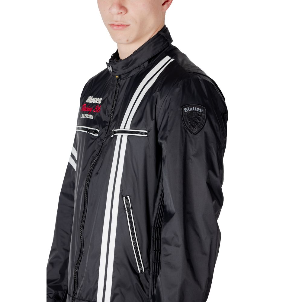 Blauer Black Polyamide Biker Jacket
