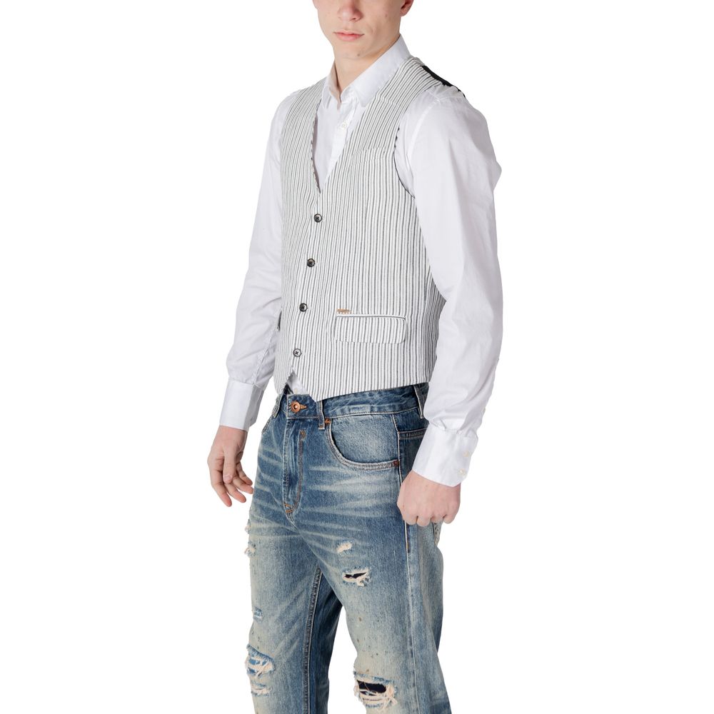 Gianni Lupo Black Linen Waistcoat