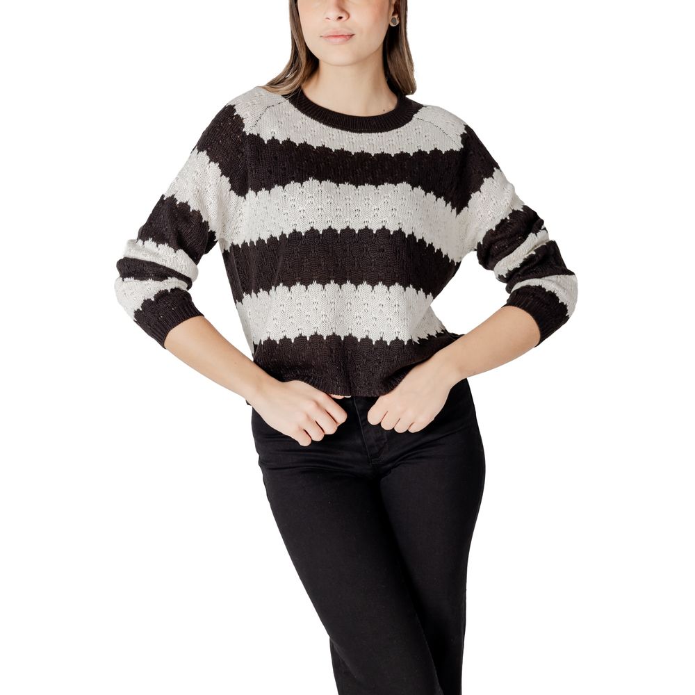 Jacqueline De Yong Black And White Marabou Sweatshirt