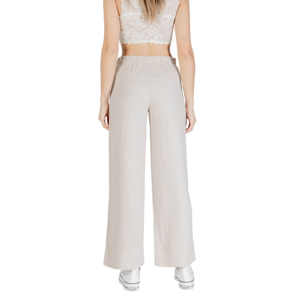 Only Beige Viscose Casual Pants