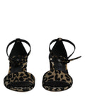 Dolce & Gabbana Gold Leopard Ankle Strap Heels Sandals Shoes