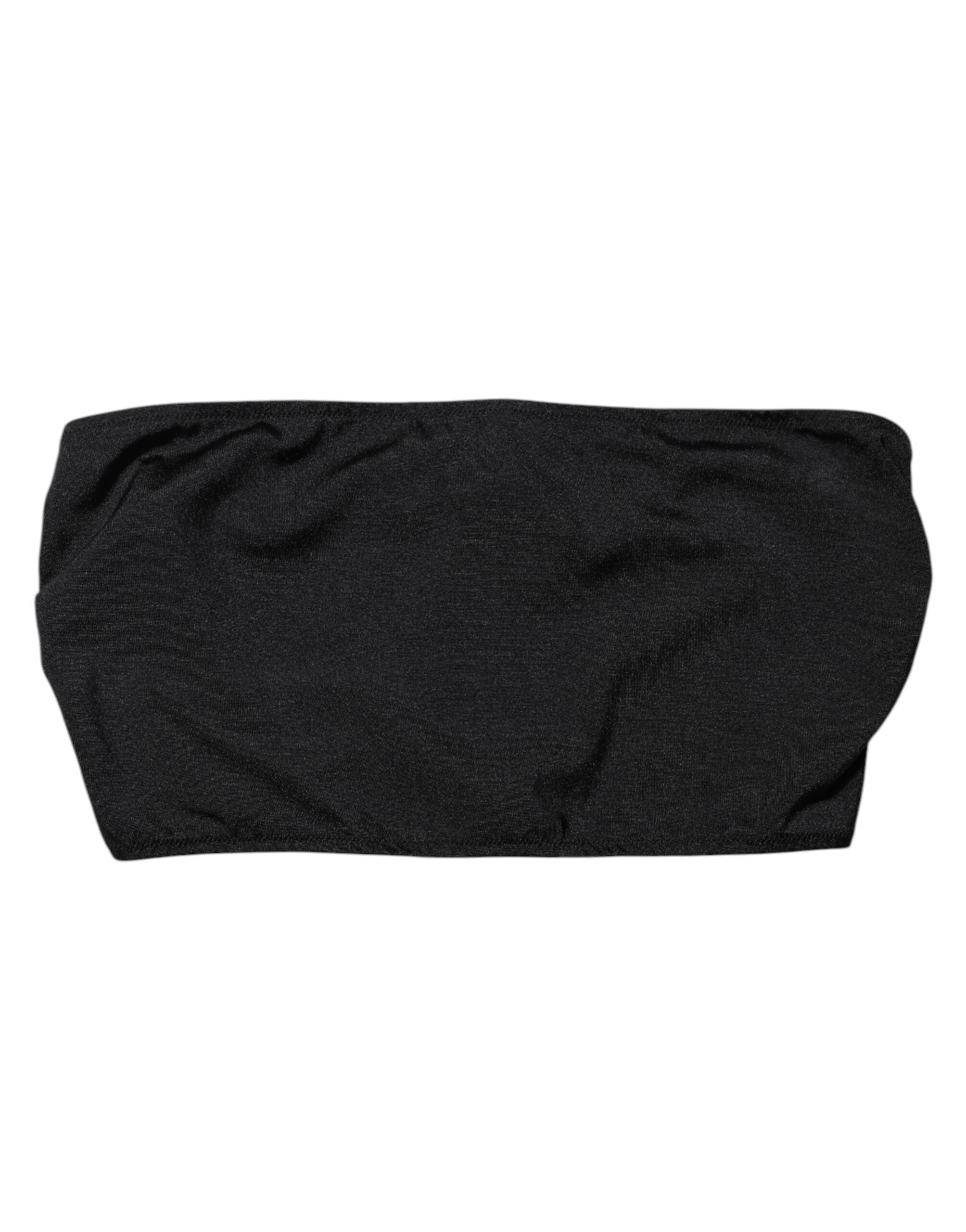 Dolce & Gabbana Black Nylon Blend Bandeau Strapless Tube Top