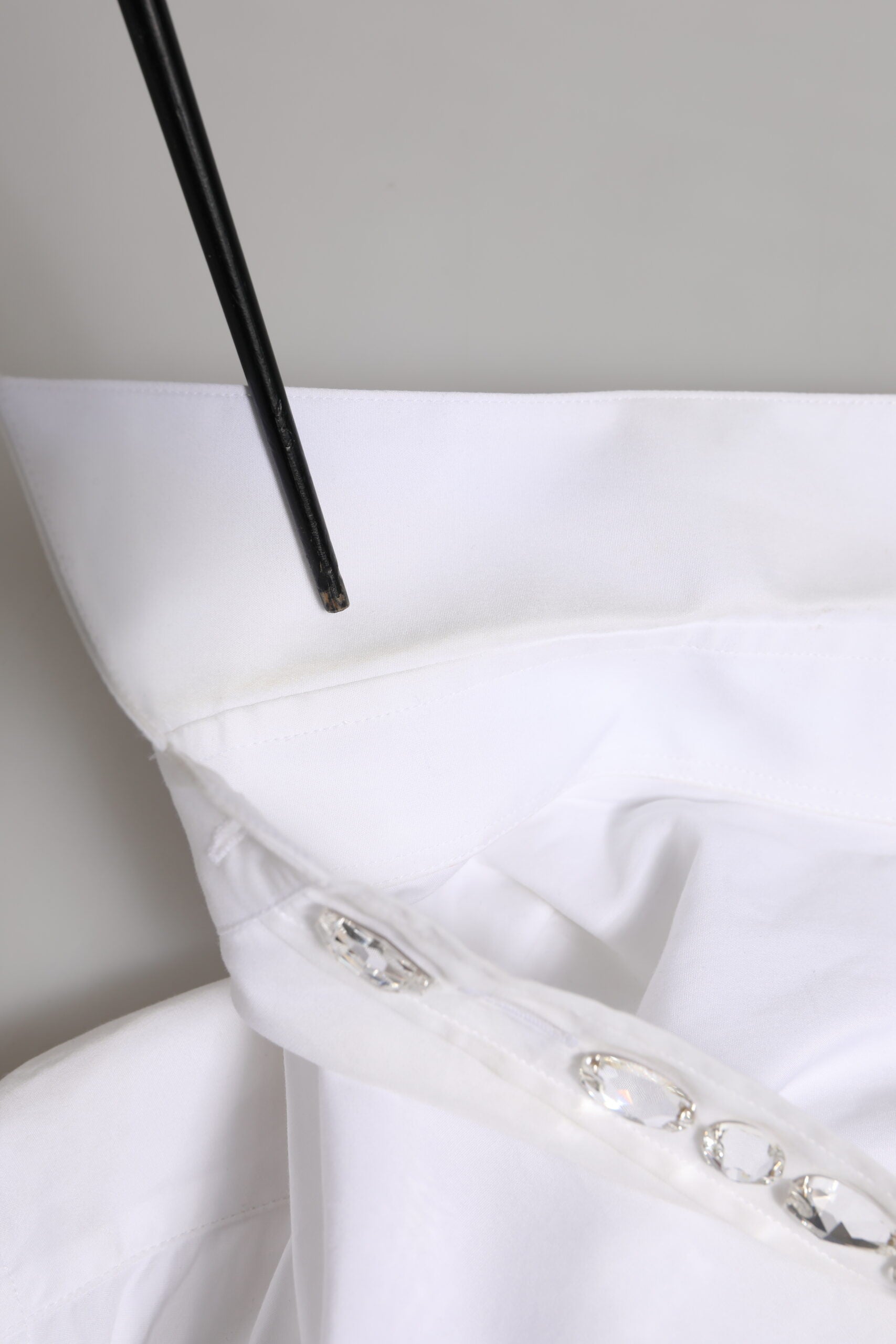 Dolce & Gabbana White Crystal Embellished Dress Shirt Top