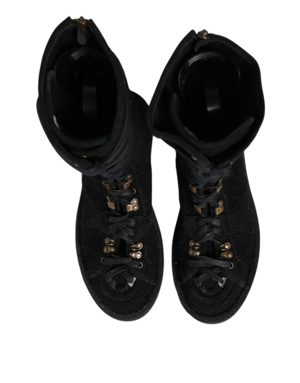 Dolce & Gabbana Black Alpaca Wool Suede Mid Calf Boots Shoes