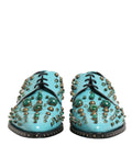 Dolce & Gabbana Turquoise Crystal Embellished Men Derby Shoes