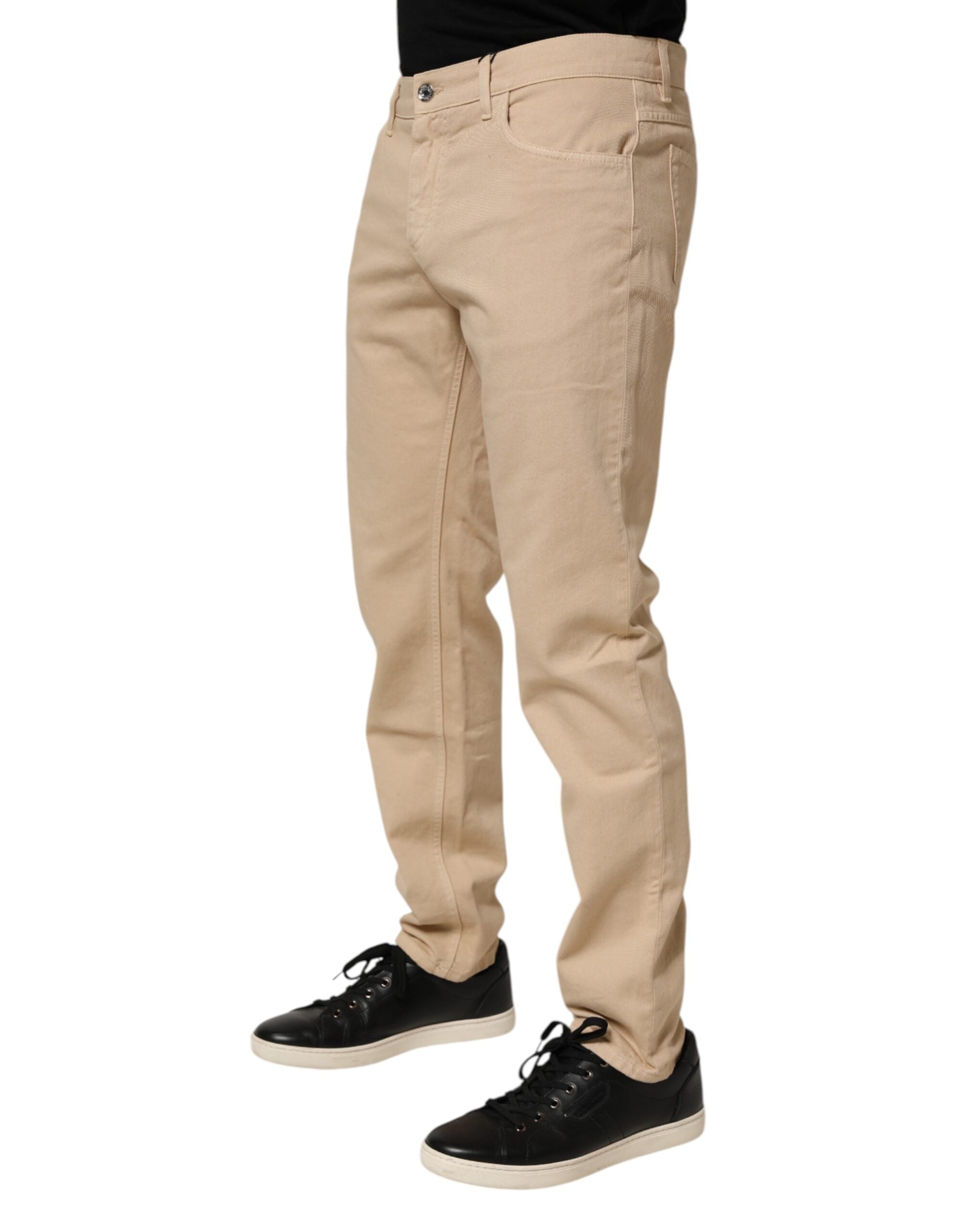 Dolce & Gabbana Beige Cotton Skinny Regular Men Denim Jeans