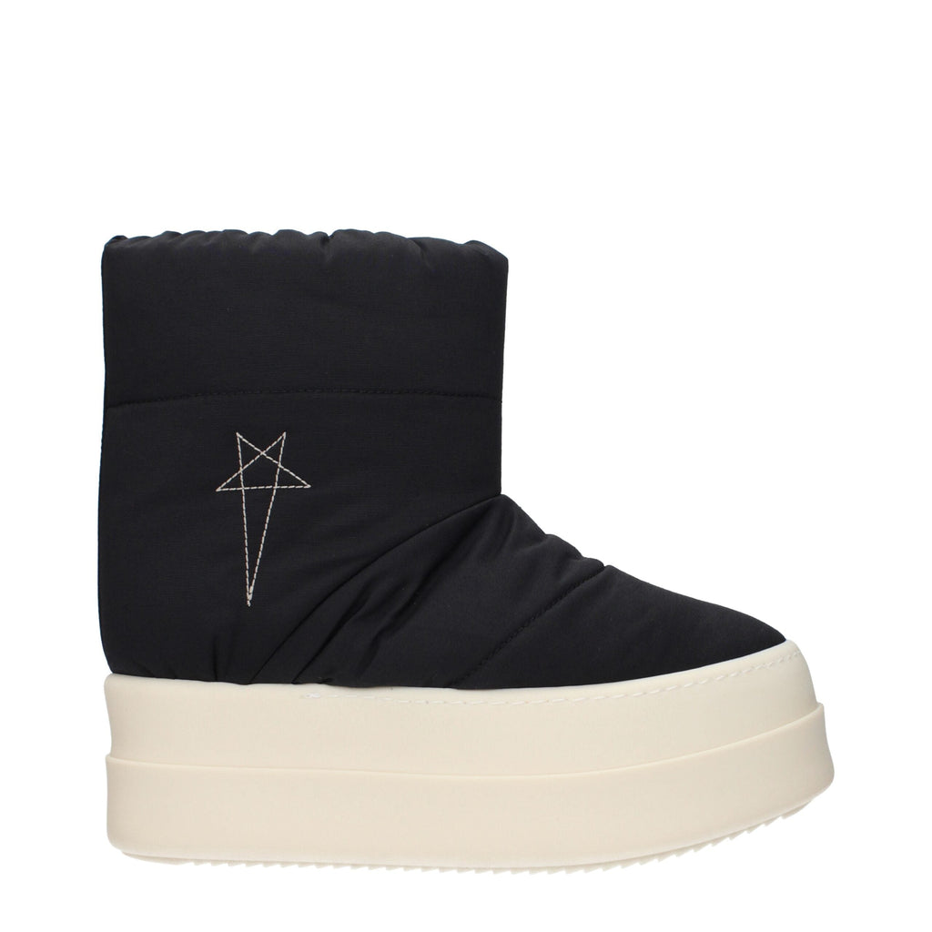 Rick Owens Black Fabric Ankle Boots