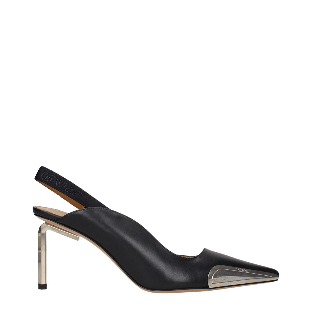Off-White Black Leather High Heel Pumps