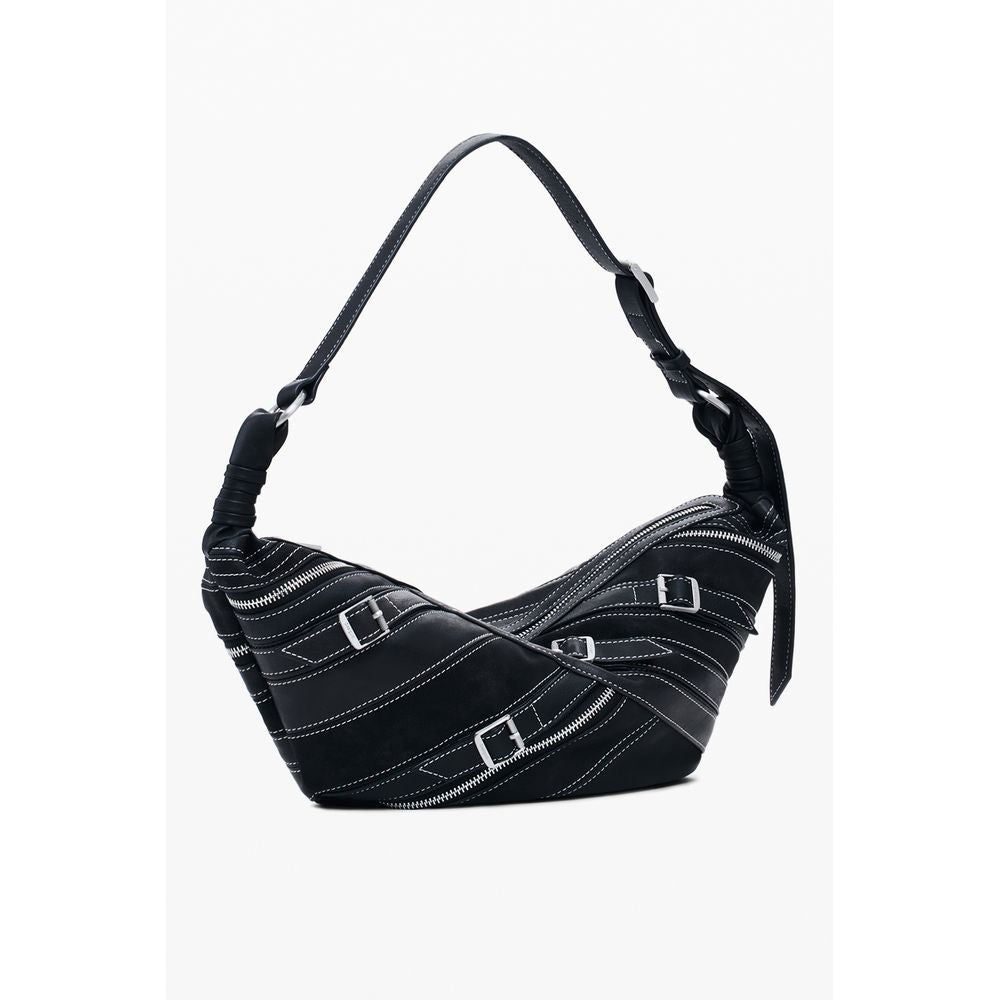 Desigual Nero Poliuretano Women Shoulder Bag