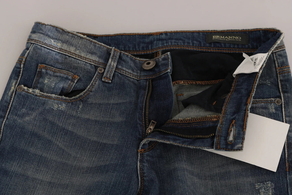 Ermanno Scervino Blue Washed Boot Cut Casual Denim Pants Jeans