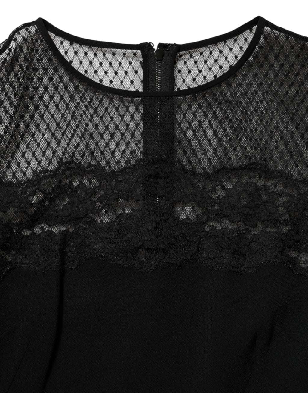 Dolce & Gabbana Black Floral Lace Trim Sheath A-line Dress
