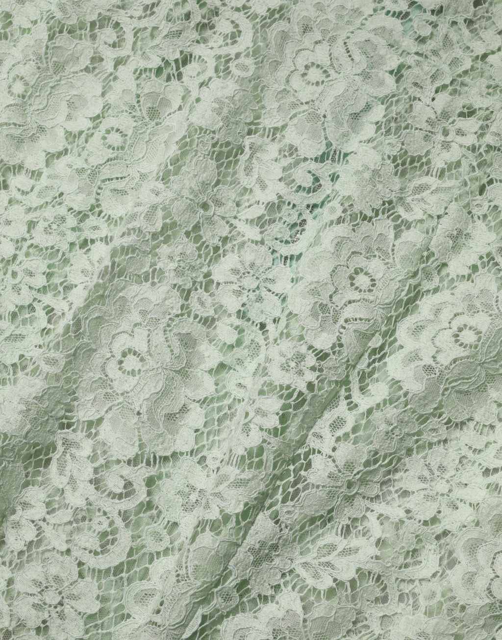 Dolce & Gabbana Mint Green Floral Lace Trim Midi Dress
