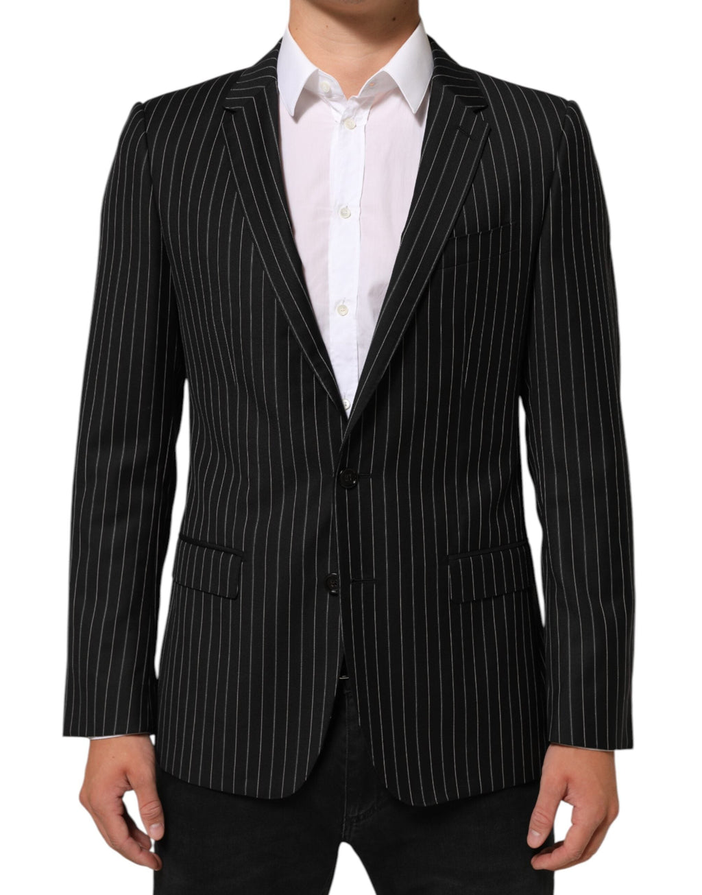 Dolce & Gabbana Dark Gray Stripes MARTINI 1 Button Suit Blazer