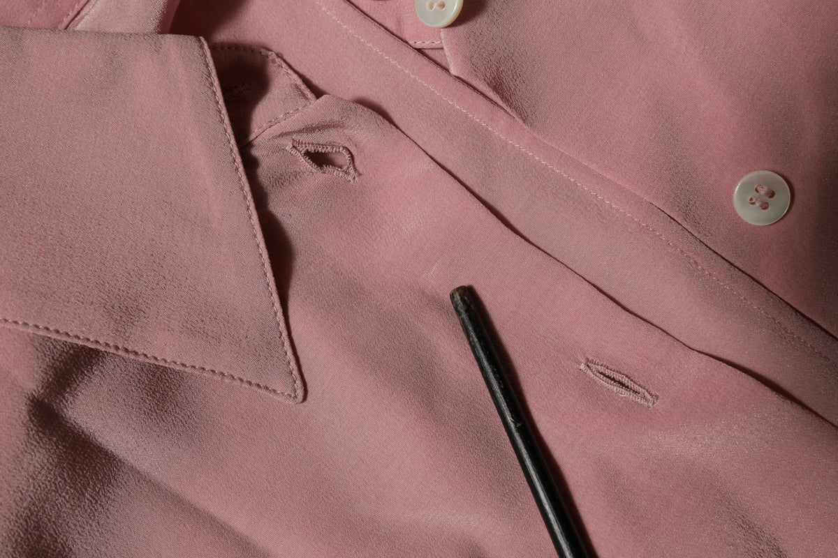 Dolce & Gabbana Pink Silk Collared Long Sleeves Blouse Top