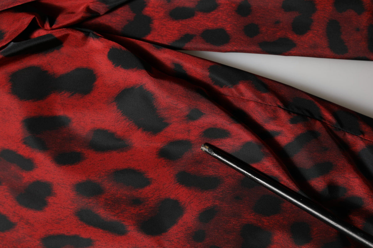 Dolce & Gabbana Red Leopard Print Full Zip Bomber Jacket