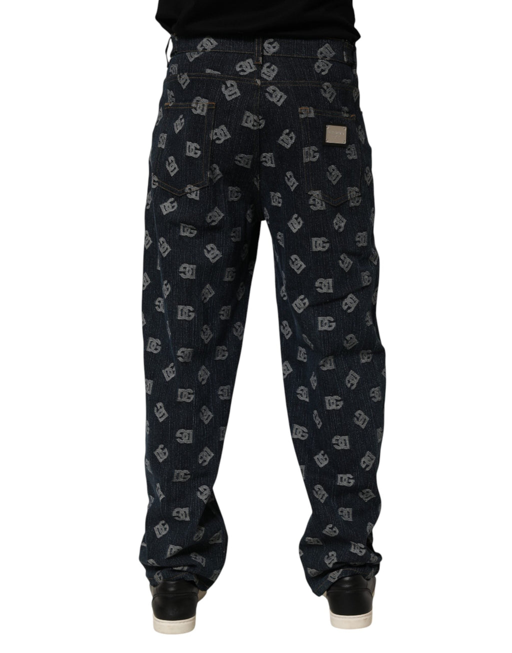 Dolce & Gabbana Blue Logo Print Straight Denim Men Jeans
