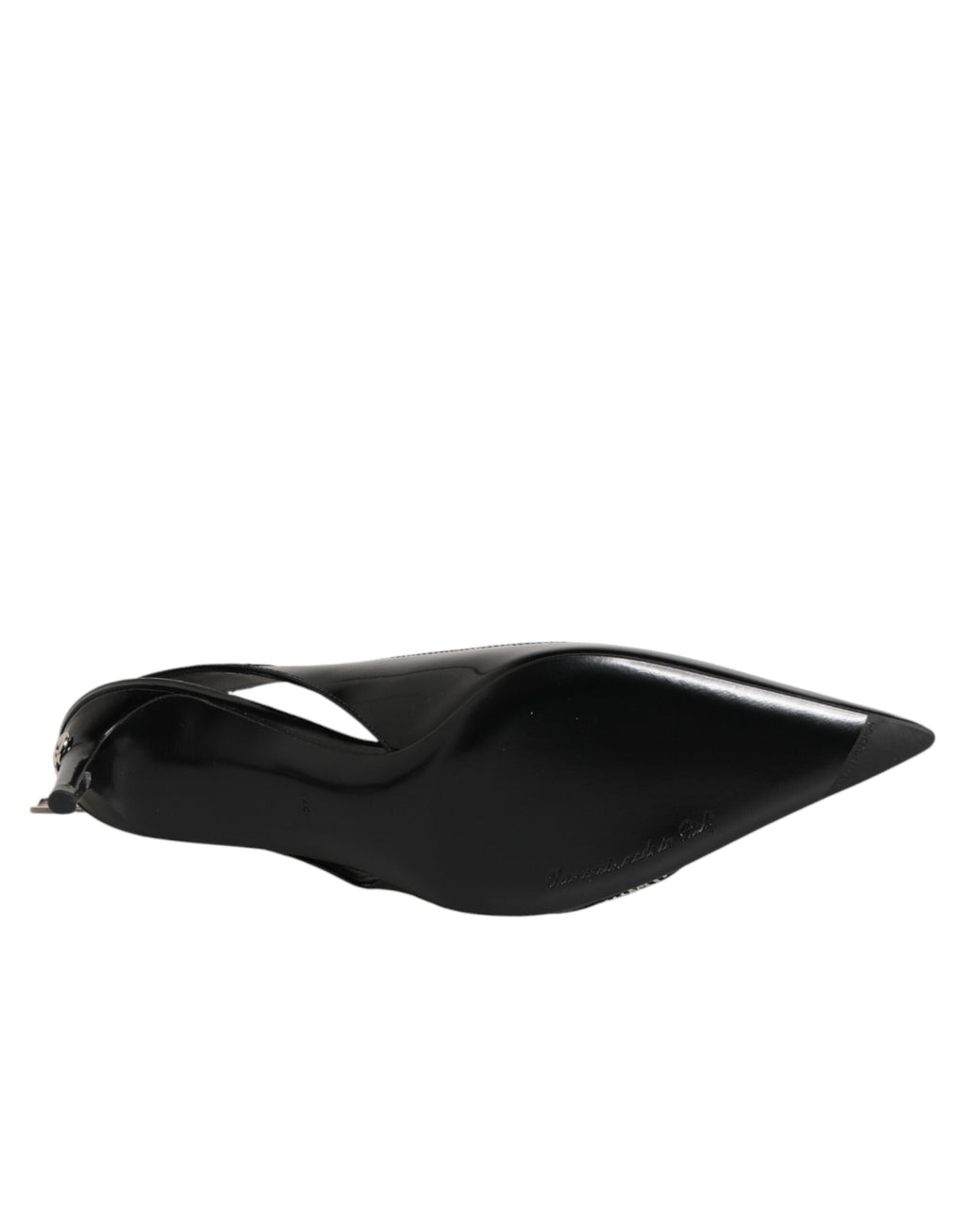 Dolce & Gabbana Black Zipper Leather Heels Slingbacks Shoes