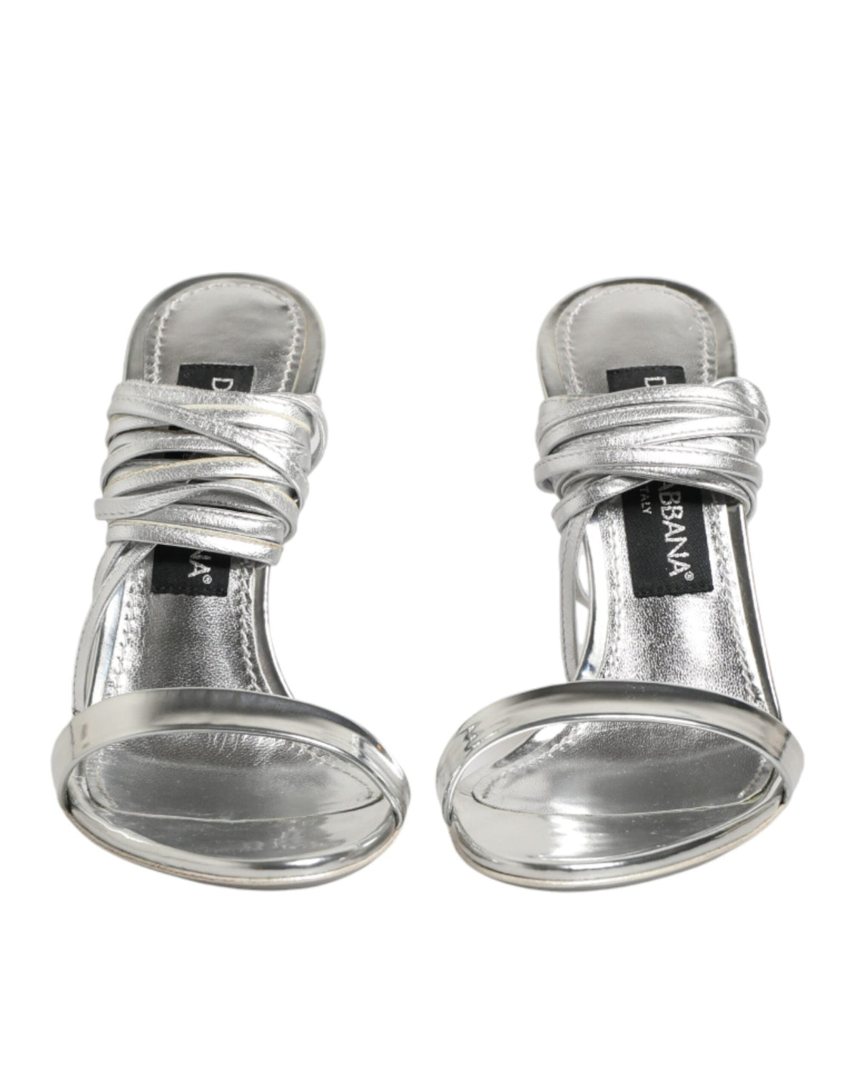 Dolce & Gabbana Silver Strappy High Heels Sandals Shoes