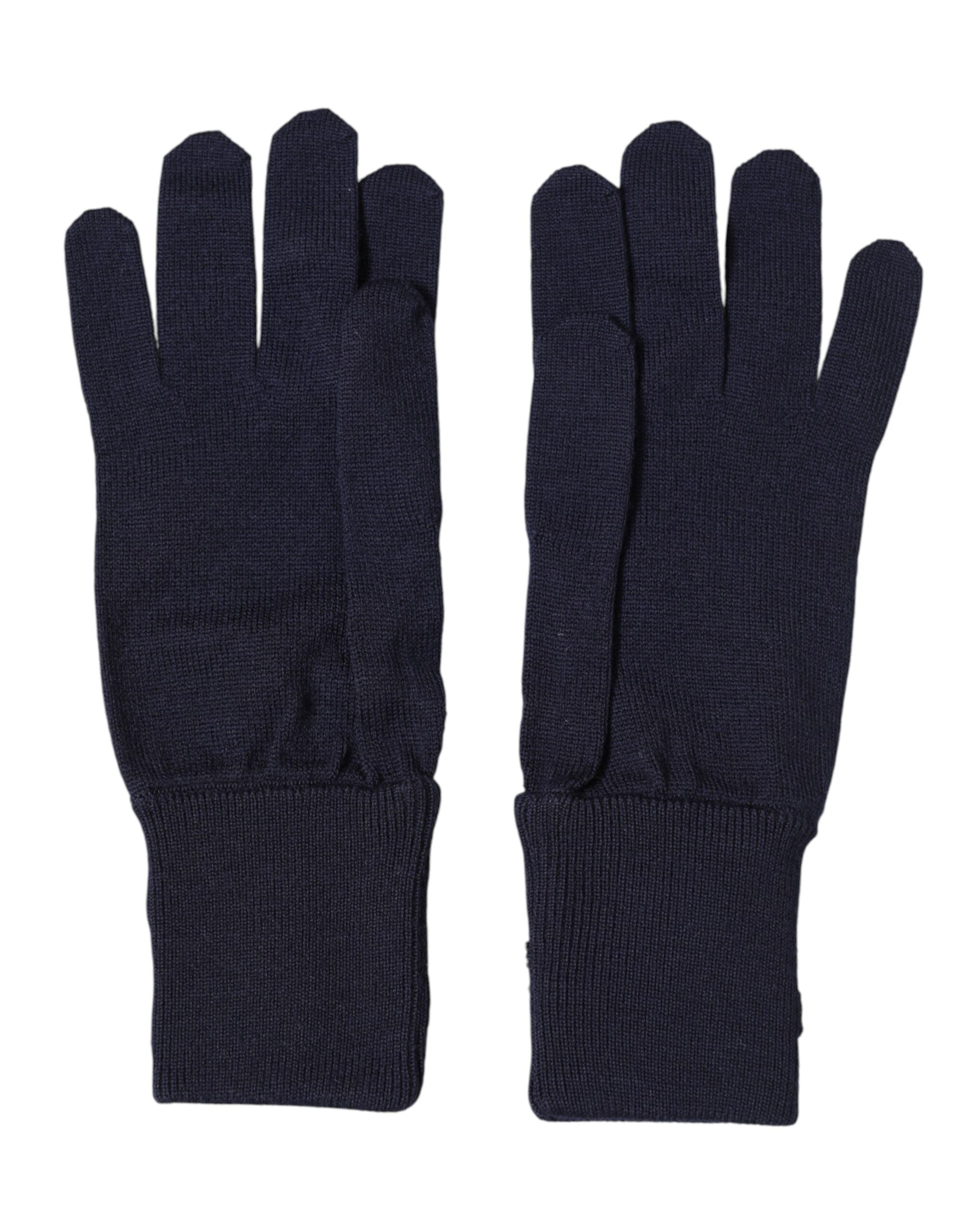 Dolce & Gabbana Blue Wool Knit #DGLovesLondon Embroidered Mitten Gloves