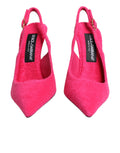 Dolce & Gabbana Pink Terry Cloth High Heels Slingback Shoes