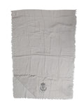 Dolce & Gabbana Gray Cashmere Knit Fringes Neck Foulard 67cm x200cm Foulard Scarf