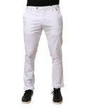 White Cotton Skinny Fit Mid Waist Denim Trouser Jeans