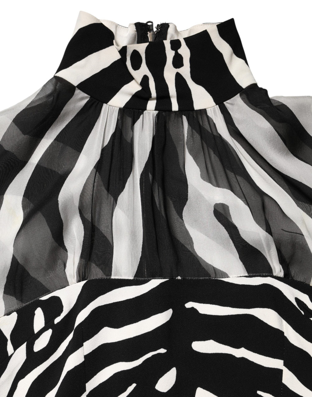 Dolce & Gabbana Zebra Print Chiffon Paneled Crop Blouse Top